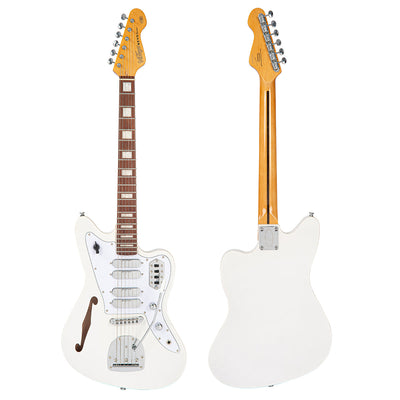 Vintage REVO Series 'Surfmaster Quad' Electric Guitar ~ Metallic White - Fair Deal Music