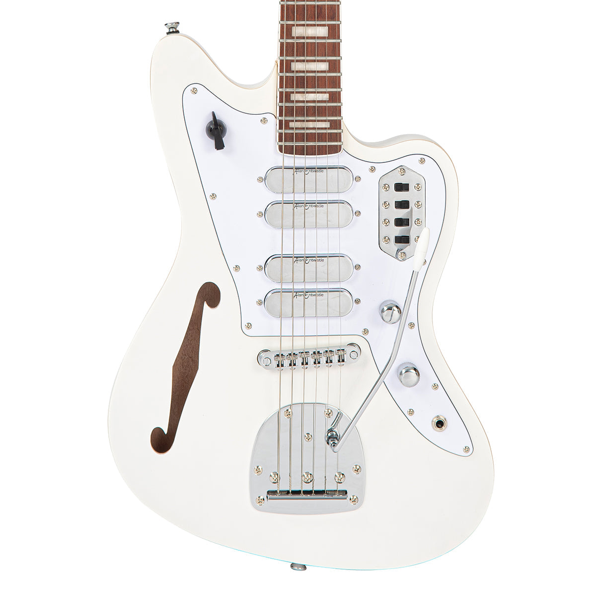 Vintage REVO Series 'Surfmaster Quad' Electric Guitar ~ Metallic White - Fair Deal Music