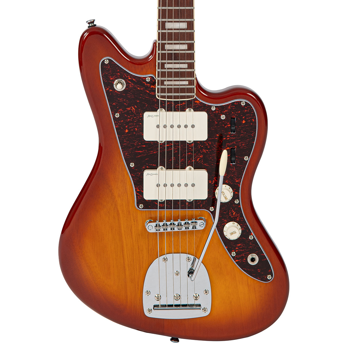 Vintage REVO Series 'Surfmaster 90' Electric Guitar ~ Amberburst - Fair Deal Music