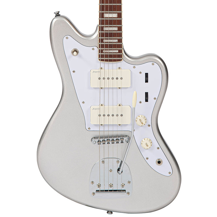 Vintage REVO Series 'Surfmaster 90' Electric Guitar ~ Metallic Silver - Fair Deal Music