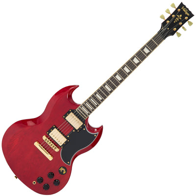Vintage VS6 ReIssued Electric Guitar ~ Cherry Red/Gold Hardware - Fair Deal Music