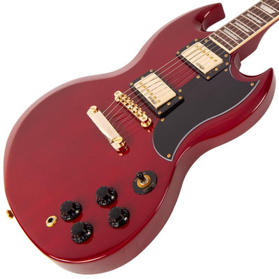 Vintage VS6 ReIssued Electric Guitar ~ Cherry Red/Gold Hardware - Fair Deal Music