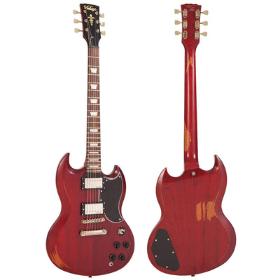 Vintage VS6 ICON Electric Guitar ~ Distressed Cherry Red - Fair Deal Music