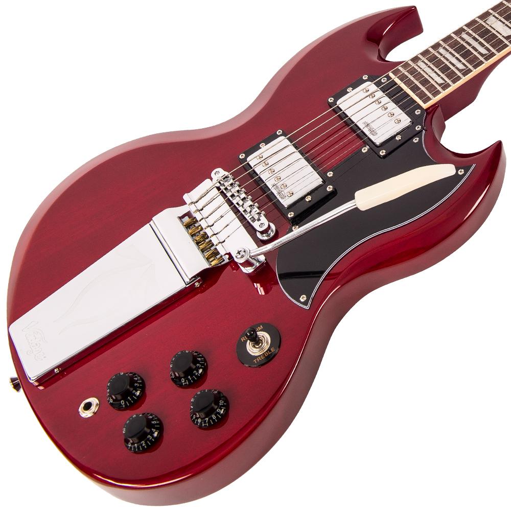 Vintage VS6V ReIssued with vintage style Vibrato ~ Cherry Red - Fair Deal Music