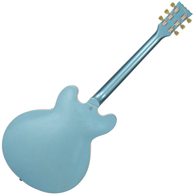 Vintage VSA500B ReIssued Semi Acoustic Guitar w/Bigsby ~ Gun Hill Blue - Fair Deal Music