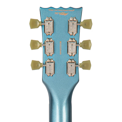 Vintage VSA500B ReIssued Semi Acoustic Guitar w/Bigsby ~ Gun Hill Blue - Fair Deal Music