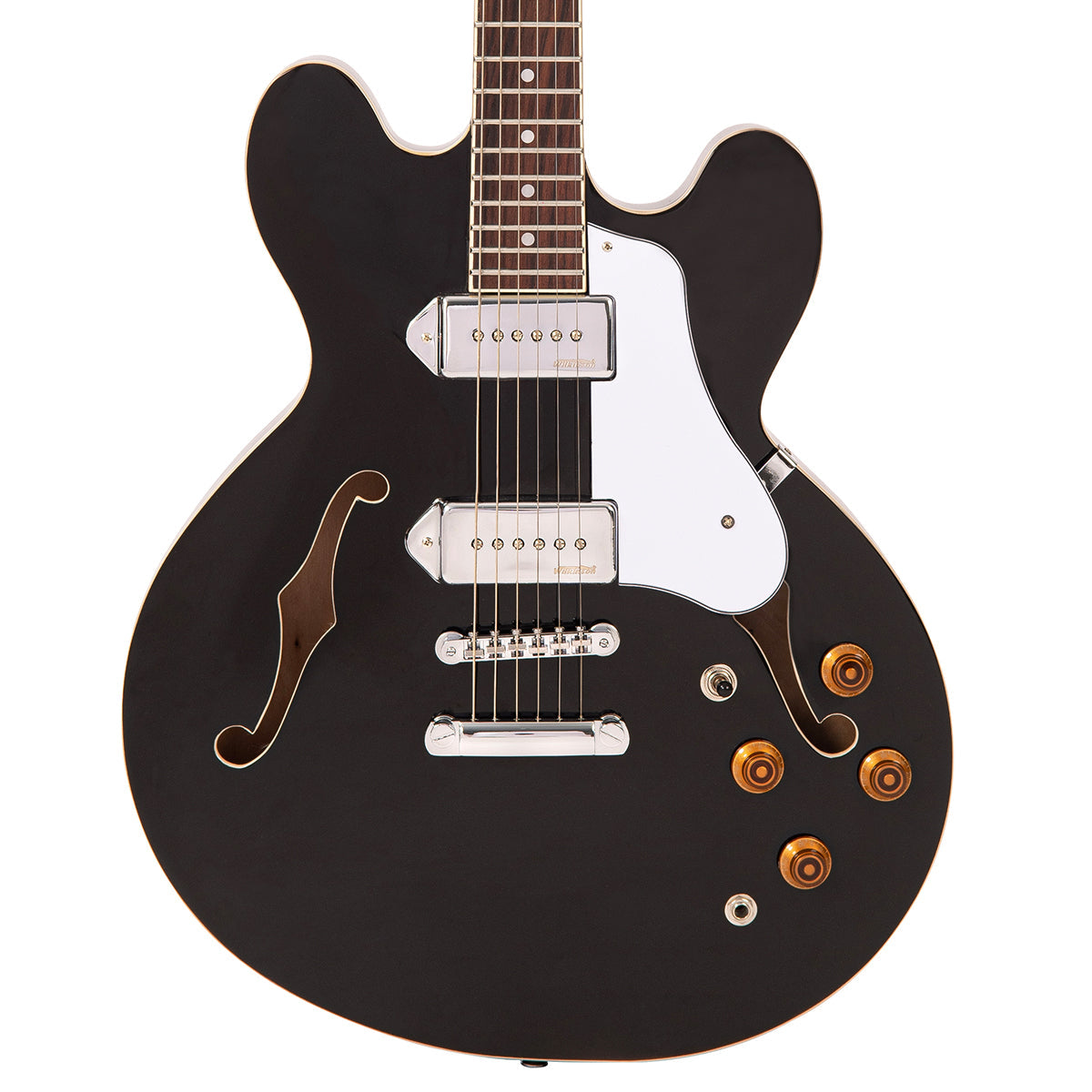 Vintage VSA500P ReIssued Semi Acoustic Guitar ~ Boulevard Black - Fair Deal Music