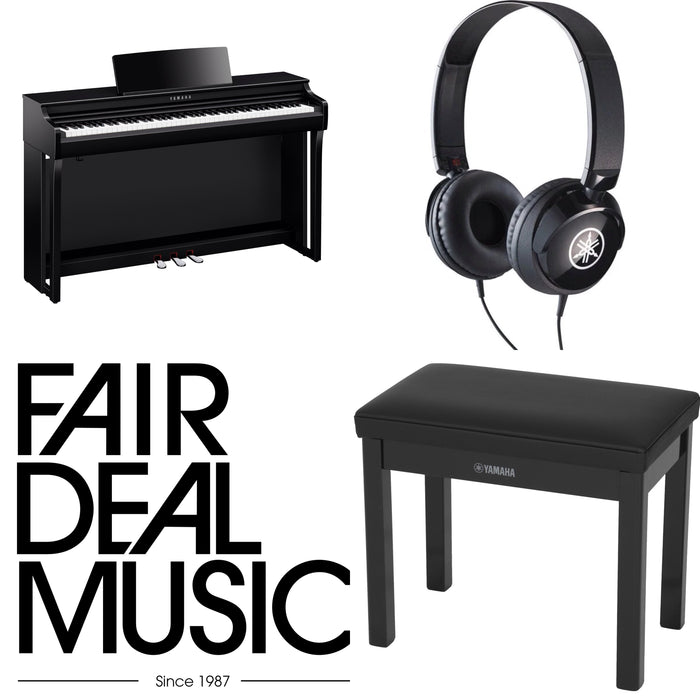 Yamaha CLP-825PE Clavinova Digital Polished Ebony Bundle - Fair Deal Music