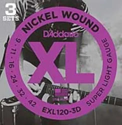 D'Addario 09-42 Super Light, XL Nickel Electric Guitar Strings 3-Pack - Fair Deal Music