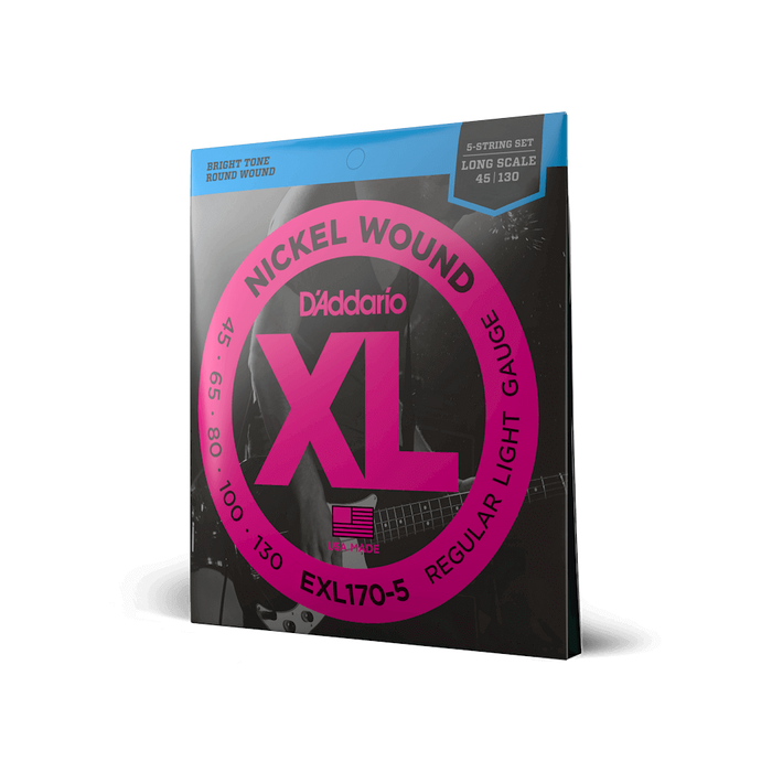 EXL170-5 Regular Light Long Scale 5-String Bass Strings 45-130 - Fair Deal Music