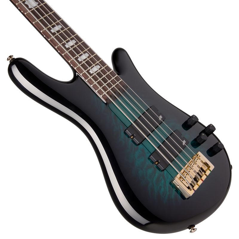 Spector Icon NS-5 Neck Thru Black and Blue 5-String Bass Guitar - Fair Deal Music