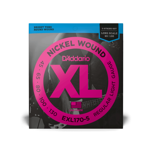 D'Addario 45-130 Regular Light 5-String, Long Scale, XL Nickel Bass Strings - Fair Deal Music