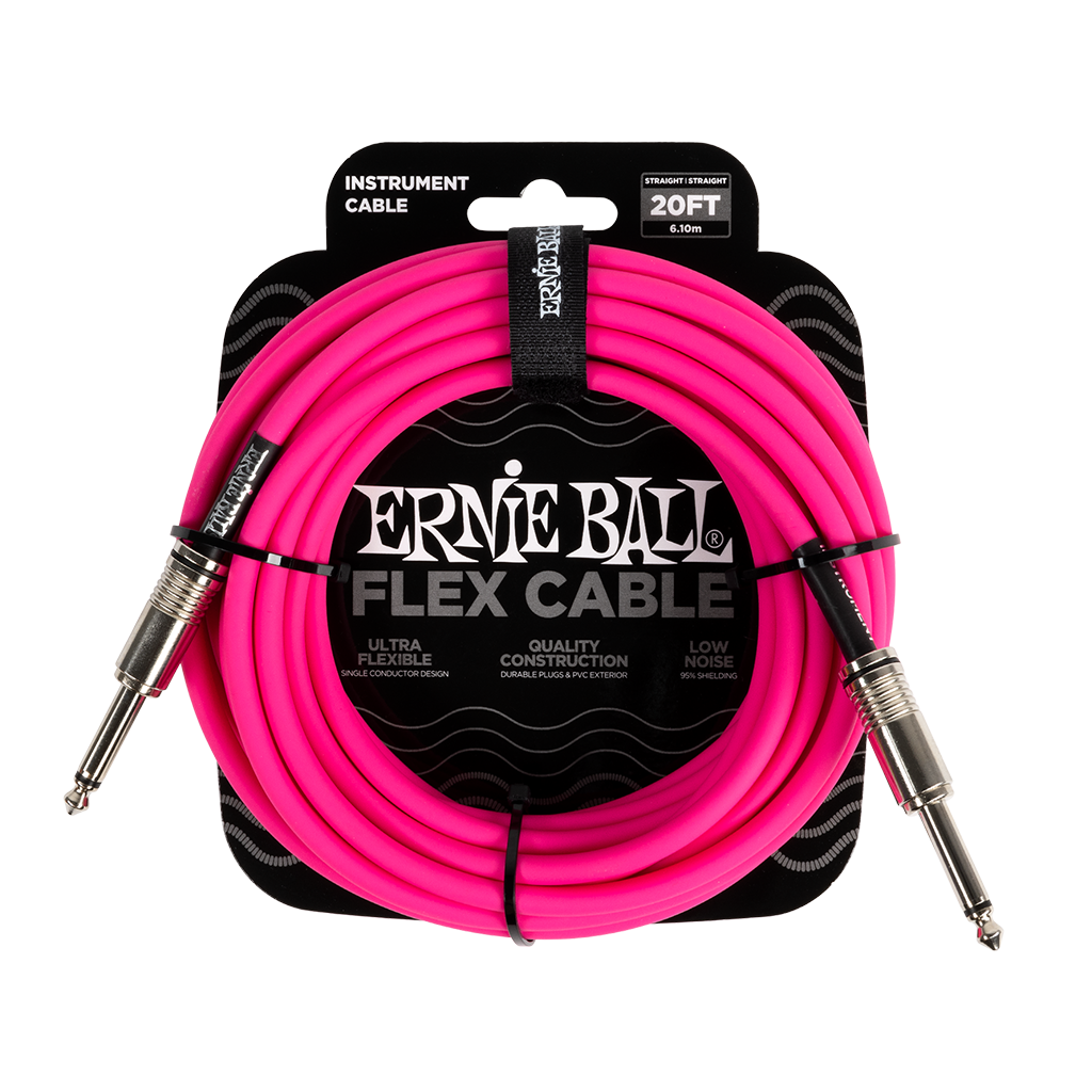 Ernie Ball Flex Instrument Cable 20ft, Pink - Fair Deal Music