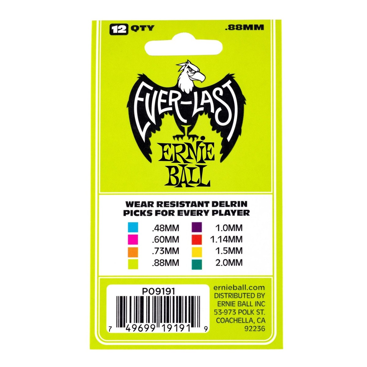 Ernie Ball P09191 Everlast 0.88mm Green, 12 Pack - Fair Deal Music