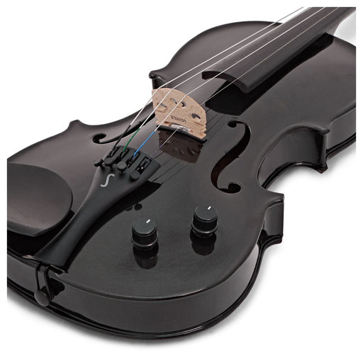 Harlequin by Stentor 4/4 Electric Violin in Metallic Graphite Black with Case & Bow - Fair Deal Music