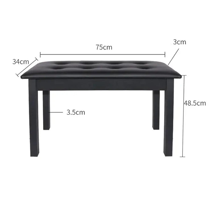 Duet Piano Bench with Storage and Buttoned Top in Satin Black - Fair Deal Music