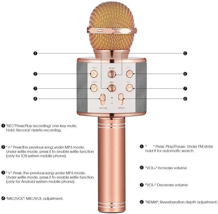 WS-858 Wireless Microphone with Built-in Speaker Rose Gold