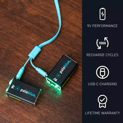 Paleblue Voyager 9V USB-C Rechargeable Batteries 2 Pack - Fair Deal Music