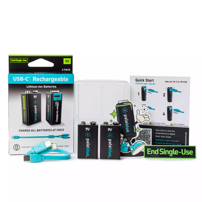 Paleblue Voyager 9V USB-C Rechargeable Batteries 2 Pack - Fair Deal Music