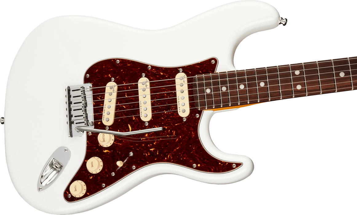 Fender American Ultra Stratocaster RW Arctic Pearl, Ex Display - Fair Deal Music