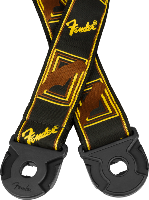 Fender Quick Grip Secure Guitar Strap, Black / Yellow / Brown, 2'' - Fair Deal Music