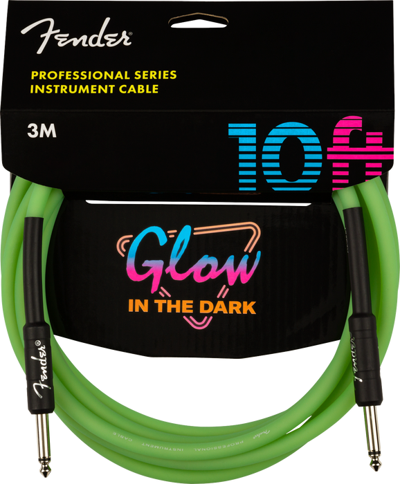 Fender Professional Glow in the Dark Cable Green, 10' - Fair Deal Music