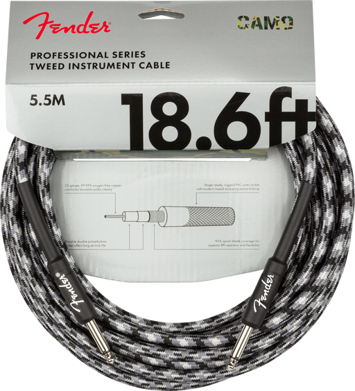 Fender Professional Series Instrument Cable 18.6ft, Winter Camo - Fair Deal Music