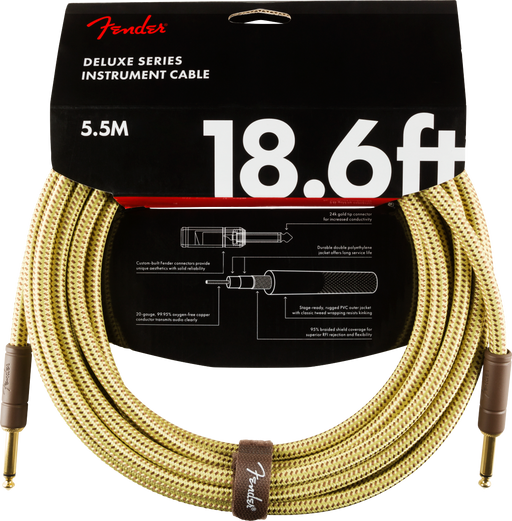 Fender Deluxe Series 18.6' Instrument Cable, Tweed - Fair Deal Music