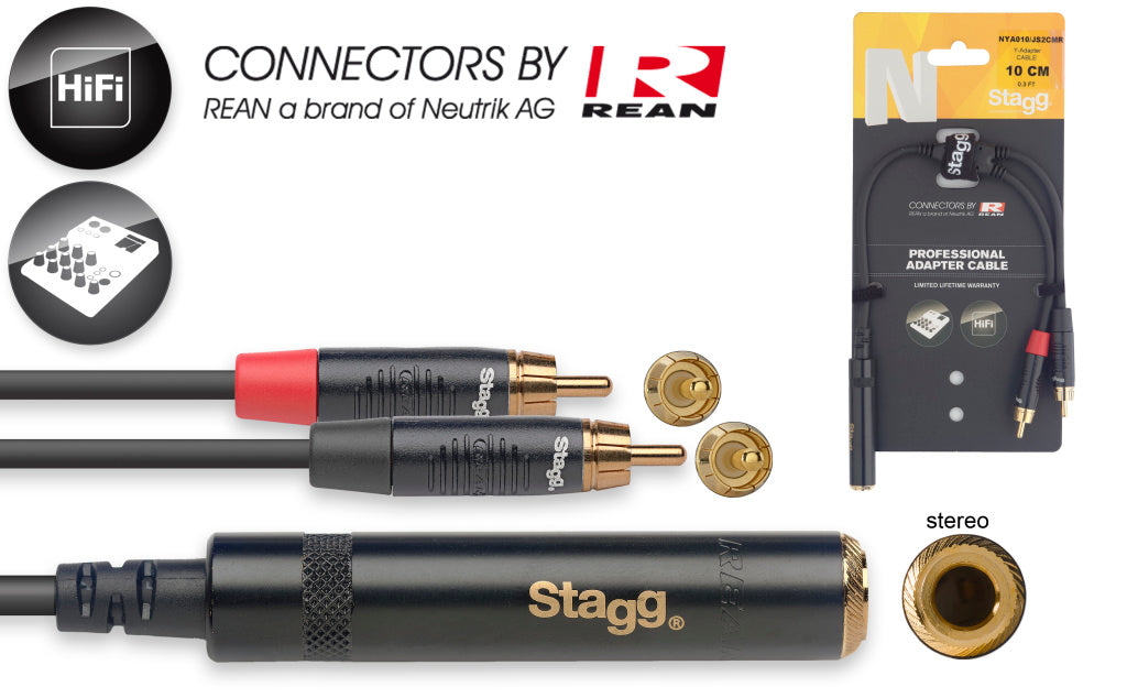 Stagg NYA010/JS2CMR 10CM/0.3F Y-ADPT STJK-2RCAm DL - Fair Deal Music