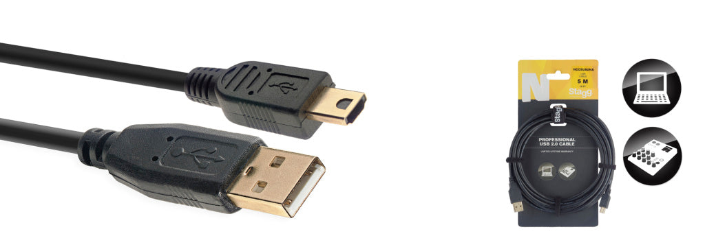 Stagg NCC5UAUNA USB A to Mini USB A 2.0 5M/16FT [Clearance] - Fair Deal Music