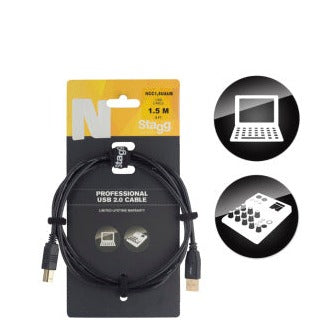 Stagg NCC1,5UAUB USB-A to USB-B Cable 1.5m/5ft - Fair Deal Music