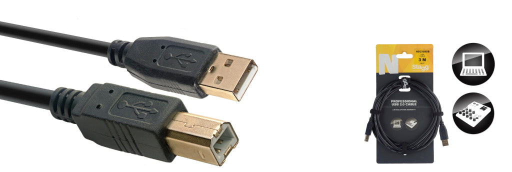 Stagg NCC3UAUB 3m/10ft USB-A to USB-B Cable - Fair Deal Music