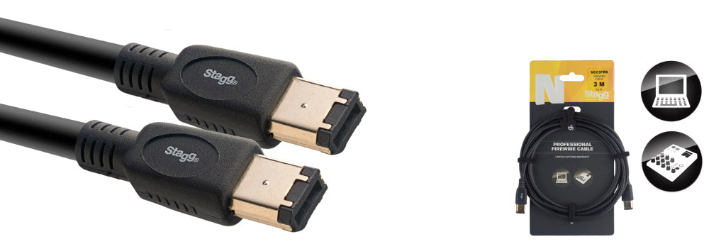 Stagg NCC3FW6 3M/10FT Firewire Cable 6PIN-400 - Fair Deal Music