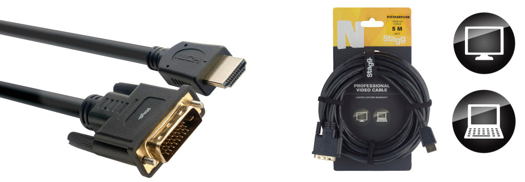 Stagg NVC5HAMDVIDM 5M/16FT VID.CBL/HDMI AM-DVI-DM - Fair Deal Music