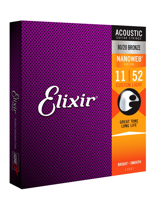 Elixir E11027 Nanoweb Custom Light Acoustic Strings, 11-52 - Fair Deal Music