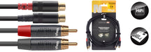 Stagg NTC1CMCFR 1M/3FT TWIN CABLE RCAm-RCAf DL - Fair Deal Music