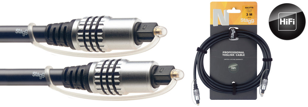 Stagg NAC3TTR 3M/10F Optic Audio Cable TOSLINK - Fair Deal Music