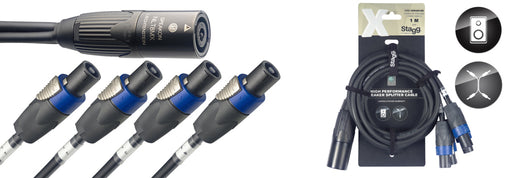 Stagg XYC1-S8M4SF25D 21711X-Series SpeakON Splitter - 8-pin SpeakON M / 4x 4-pin SpeakON F - Fair Deal Music