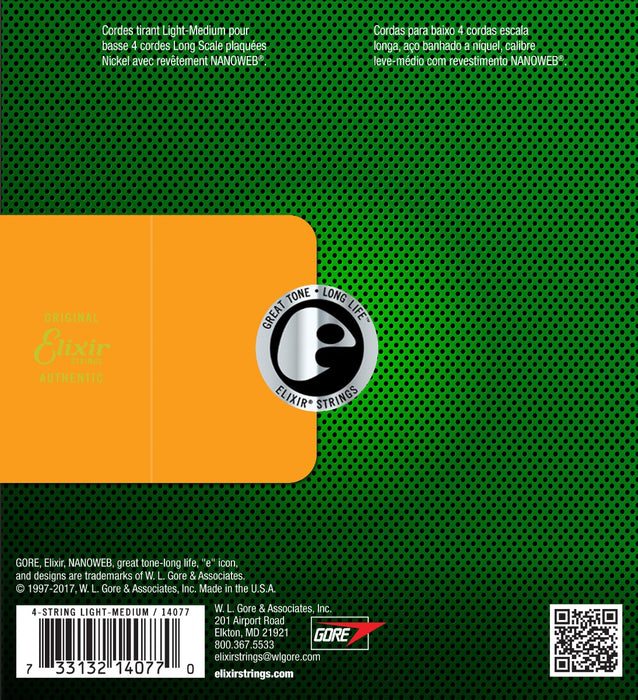 Elixir E14077 Nanoweb Nickel Plated Bass Strings, 45-105 - Fair Deal Music