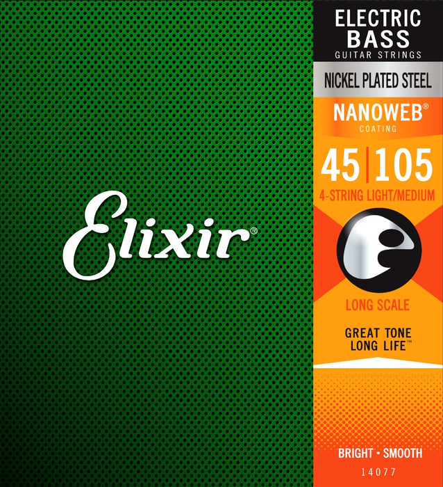 Elixir E14077 Nanoweb Nickel Plated Bass Strings, 45-105 - Fair Deal Music