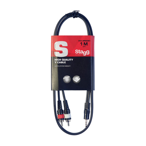 Stagg SYC1/MPSB2CM E 1m/3ft Stereo Mini Jack to Twin RCA - Fair Deal Music