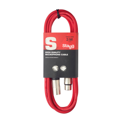 Stagg SMC3 CRD Microphone cable, XLR/XLR (m/f), 3 m (10'), red - Fair Deal Music