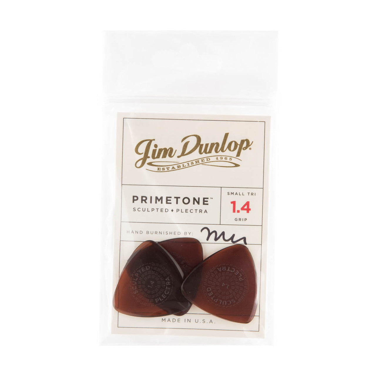 Jim Dunlop Primetone Sculpted, Small Tri Grip Pick 1.4mm (Pack of 3) - Fair Deal Music