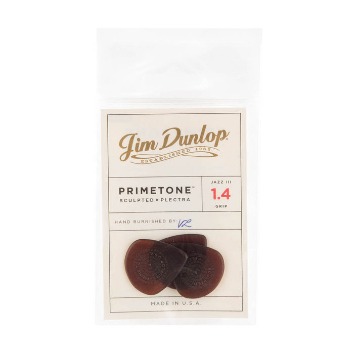 Jim Dunlop Primetone Sculpted, Jazz III Grip Pick 1.4mm (Pack of 3) - Fair Deal Music