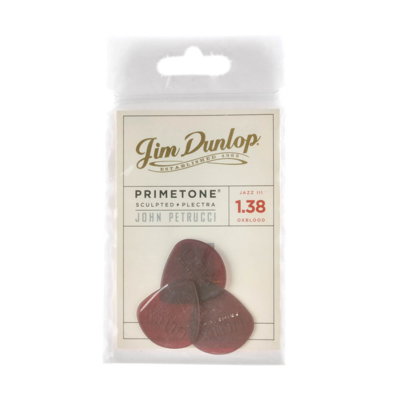 Jim Dunlop John Petrucci Primetone, Jazz III Pick Red, 1.38mm (Pack of 3) - Fair Deal Music