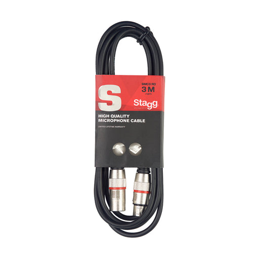 Stagg SMC3 RD Microphone cable, XLR/XLR (m/f), 3 m (10'), red ring - Fair Deal Music