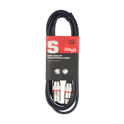 Stagg SMC1 RD Microphone cable, XLR/XLR (m/f), 1 m (3'), red ring - Fair Deal Music