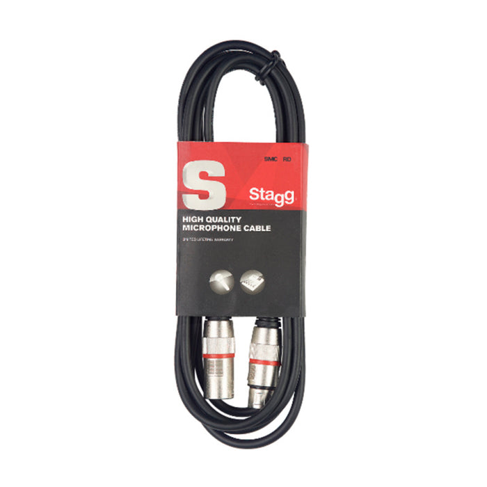 Stagg SMC10 RD Microphone cable, XLR/XLR (m/f), 10 m (33'), red ring - Fair Deal Music