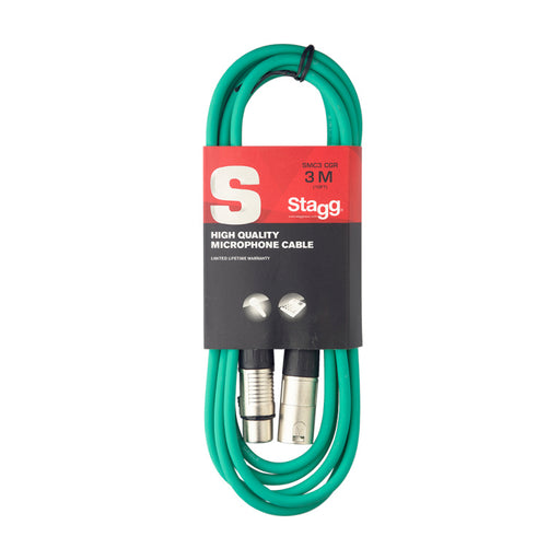 Stagg SMC3 CGR Microphone cable, XLR/XLR (m/f), 3 m (10'), green - Fair Deal Music
