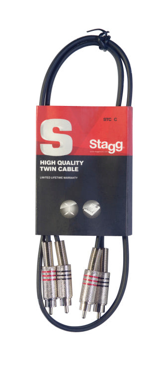 Stagg STC060C 60CM/2FT TWIN CABLE RCAm-RCAm - Fair Deal Music